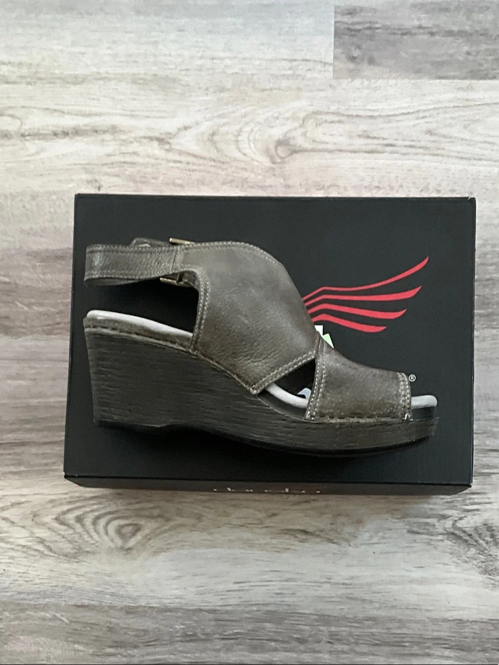 Dansko Taupe Wedge Sandal with Slingback